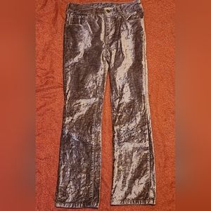 FREE PEOPLE Womens Crushed Velvet Ankle Straight Jean Pants Sz 25 Plum NWOT